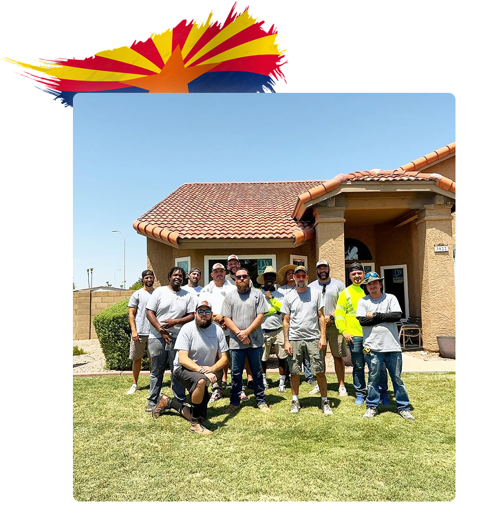 Lumberjack Windows & Doors team posing in front of a completed home project